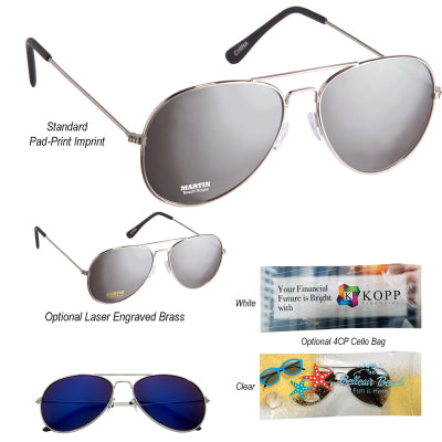 Aviator Sunglasses custom printed with a sample design