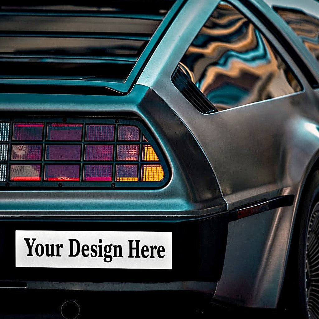 Bumper sticker on a car with Your Design Here artwork