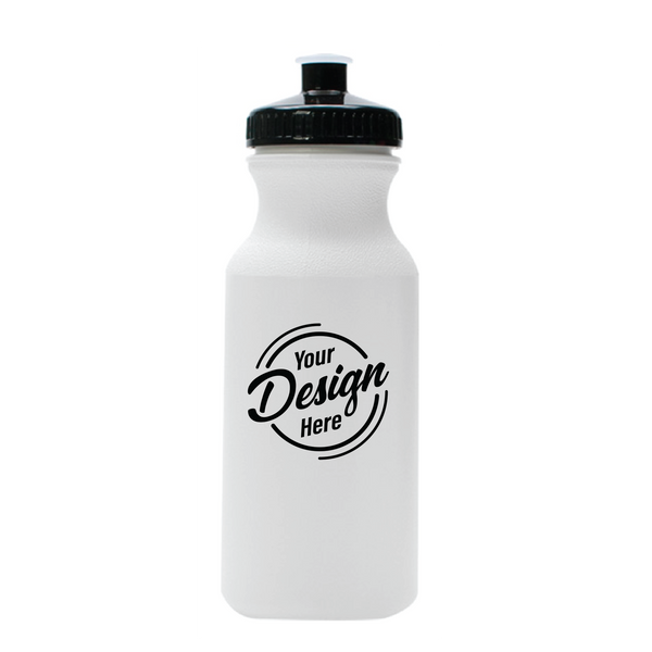 20 oz Sports Water Bottle custom printed with a sample design