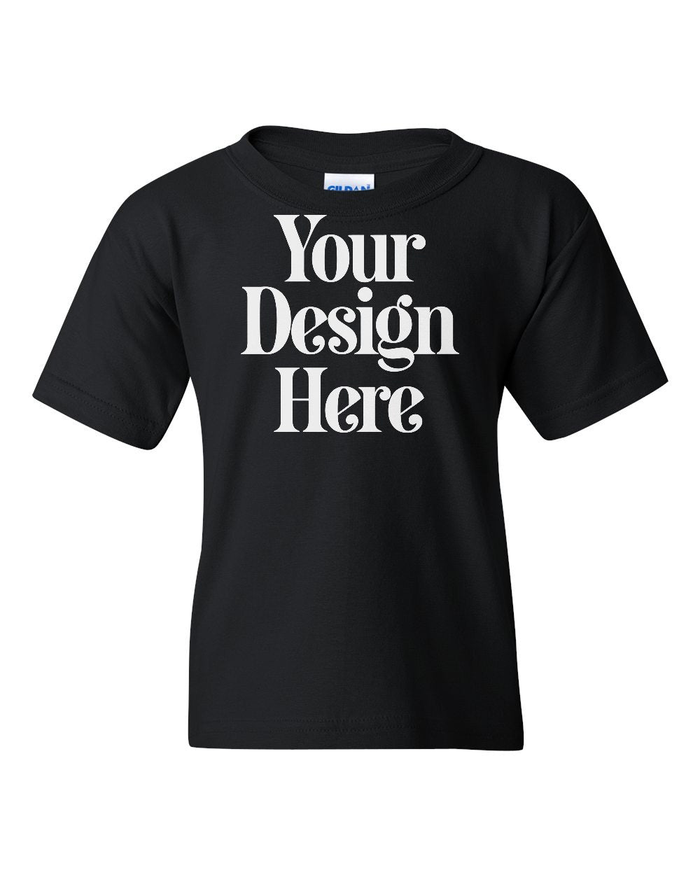 Black Gildan 5000B Youth Heavy Cotton T-Shirt — Custom Screen Printed