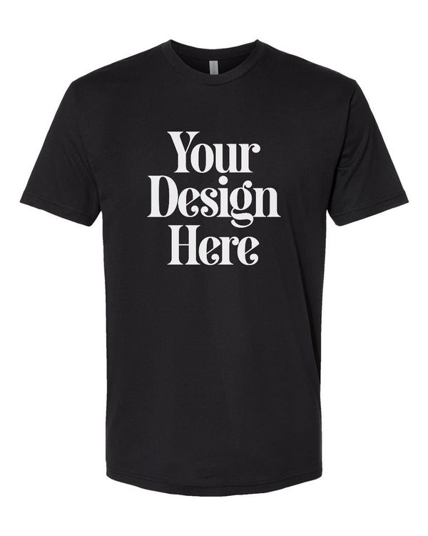 Black Next Level 3600 Cotton T-Shirt with Your Design Here placeholder