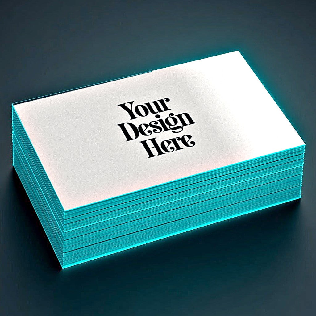 Painted edge business cards with Your Design Here placeholder