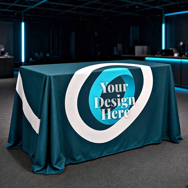 Premium table throw with Your Design Here printed on the front