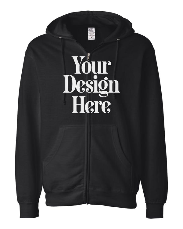 Black Independent Trading Co. SS4500Z Midweight Full-Zip Hooded Sweatshirt with Your Design Here placeholder