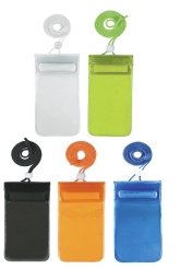 Waterproof Phone Pouch with Cord custom printed with a sample design