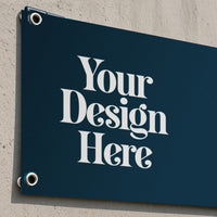 15 oz heavy-duty vinyl banner with Your Design Here placeholder