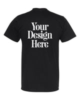 Black American Apparel 2001 Fine Jersey T-Shirt with Your Design Here placeholder (back)