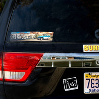 Bumper stickers on an SUV