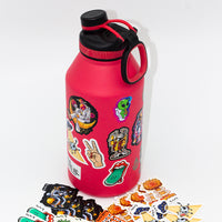 Custom cut stickers on a water bottle