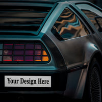 Bumper sticker on a car with Your Design Here artwork