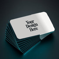 Rounded corner business cards with Your Design Here placeholder