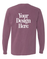 Berry Comfort Colors 6014 Garment-Dyed Heavyweight Long Sleeve T-Shirt with Your Design Here placeholder (back)