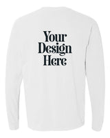 White Comfort Colors 6014 Garment-Dyed Heavyweight Long Sleeve T-Shirt with Your Design Here placeholder (back)