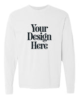 White Comfort Colors 6014 Garment-Dyed Heavyweight Long Sleeve T-Shirt with Your Design Here placeholder