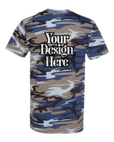 Blue Woodland Code Five 3907 Camo T-Shirt with Your Design Here placeholder (back)
