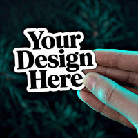 Die-cut sticker cut to the shape of the Your Design Here artwork
