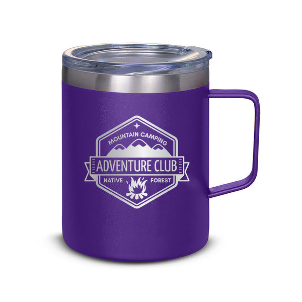 Laser Engraved 15 oz Insulated Coffee Mug custom printed with a sample design
