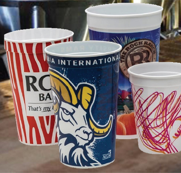 16 oz Full Color Stadium Cup custom printed with a sample design