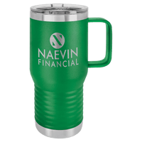 Laser Engraved 20 oz Insulated Travel Mug with Slider Lid custom printed with a sample design