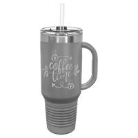 Laser Engraved 40 oz Travel Mug with Handle & Straw sample 2