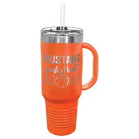 Laser Engraved 40 oz Travel Mug with Handle & Straw sample 3