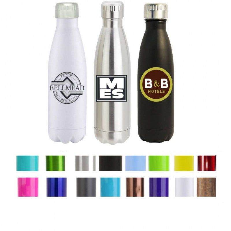 17 oz Stainless Steel Travel Water Bottle custom printed with a sample design