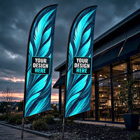 Falcon feather flags with Your Design Here placeholder