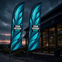 Falcon feather flags with Your Design Here placeholder