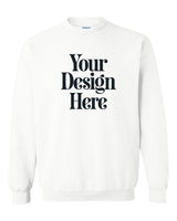 White Gildan 18000 Crewneck Sweatshirt with Your Design Here placeholder