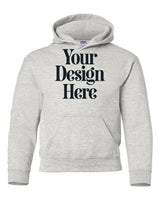 Ash Gildan 18500B Youth Hooded Sweatshirt with Your Design Here placeholder