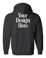 Black Gildan 18600 Full-Zip Hooded Sweatshirt with Your Design Here placeholder (back)