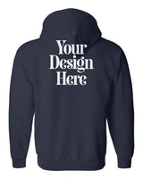 Navy Gildan 18600 Full-Zip Hooded Sweatshirt with Your Design Here placeholder (back)