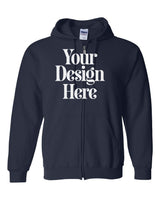 Navy Gildan 18600 Full-Zip Hooded Sweatshirt with Your Design Here placeholder