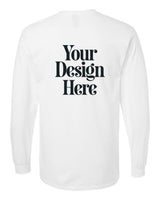 White Gildan 2400 Ultra Cotton Long Sleeve T-Shirt with Your Design Here placeholder (back)