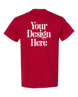 Antique Cherry Red Gildan 5000 T-shirt with Your Design Here placeholder (back)