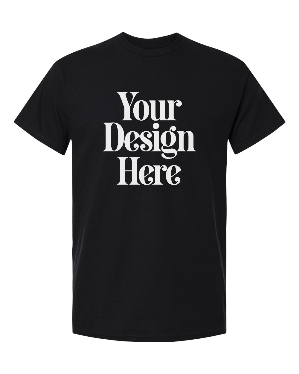 Black Gildan 5000 Heavy Cotton T-Shirt — Custom Screen Printed