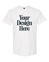 White Gildan 5000 T-shirt with Your Design Here placeholder