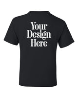 Black Gildan 5000B Youth Heavy Cotton T-Shirt with Your Design Here placeholder (back)