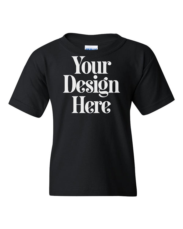 Black Gildan 5000B Youth Heavy Cotton T-Shirt with Your Design Here placeholder