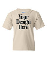 Natural Gildan 5000B Youth Heavy Cotton T-Shirt with Your Design Here placeholder