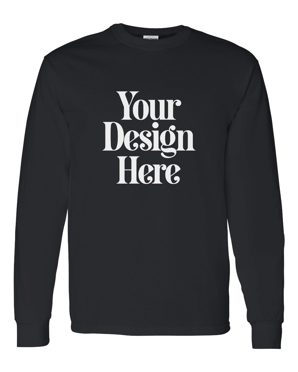 Black Gildan 5400 Heavy Cotton Long Sleeve T-Shirt — Custom Screen Printed