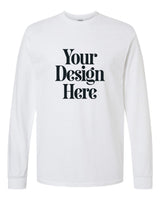 White Gildan 5400 Heavy Cotton Long Sleeve T-Shirt with Your Design Here placeholder