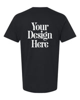 Black Gildan 64000 Softstyle T-Shirt with Your Design Here placeholder (back)