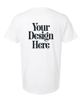 White Gildan 64000 Softstyle T-Shirt with Your Design Here placeholder (back)