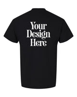 Black Gildan 8000 DryBlend 50/50 T-Shirt with Your Design Here placeholder (back)