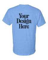 Carolina Blue Gildan 8000 DryBlend 50/50 T-Shirt with Your Design Here placeholder (back)