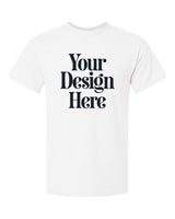 White Gildan 8000 DryBlend 50/50 T-Shirt with Your Design Here placeholder