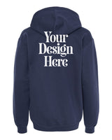 Navy Gildan SF500 Softstyle Midweight Hooded Sweatshirt with Your Design Here placeholder (back)