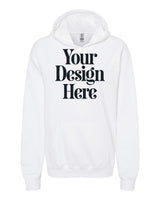 White Gildan SF500 Softstyle Midweight Hooded Sweatshirt with Your Design Here placeholder