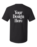 Black Hanes 5280 Essential-T Cotton T-Shirt with Your Design Here placeholder (back)